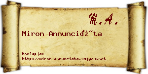 Miron Annunciáta névjegykártya